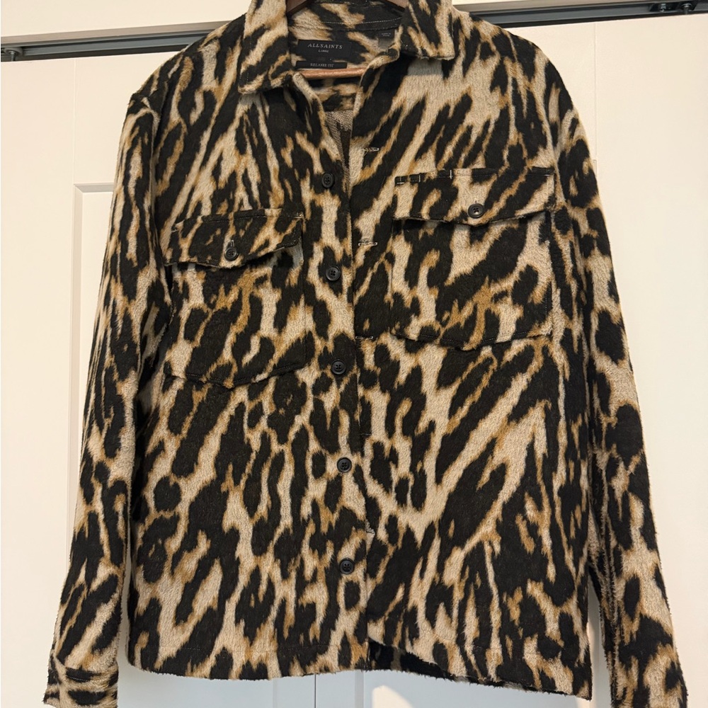 Allsaints Leopard Print Button-Up Jacket - Black … - image 1